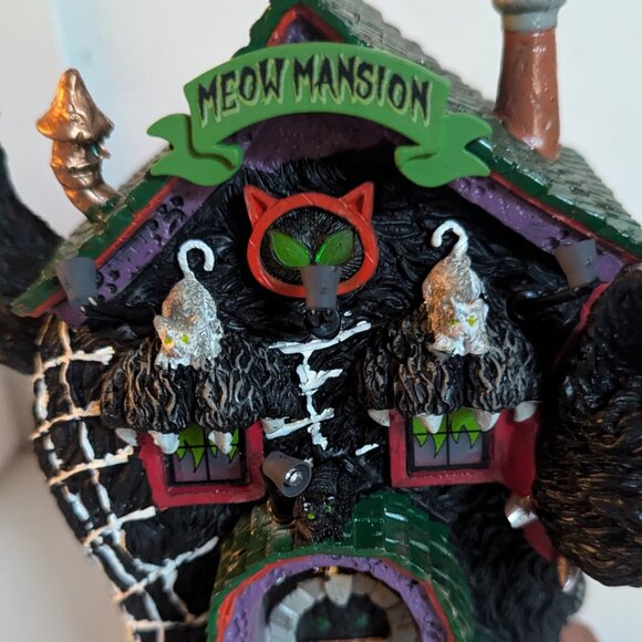 NWT Lemax Meow Mansion Retired Spooky Town Building LED Black Cat Halloween HTF - Picture 4 of 16